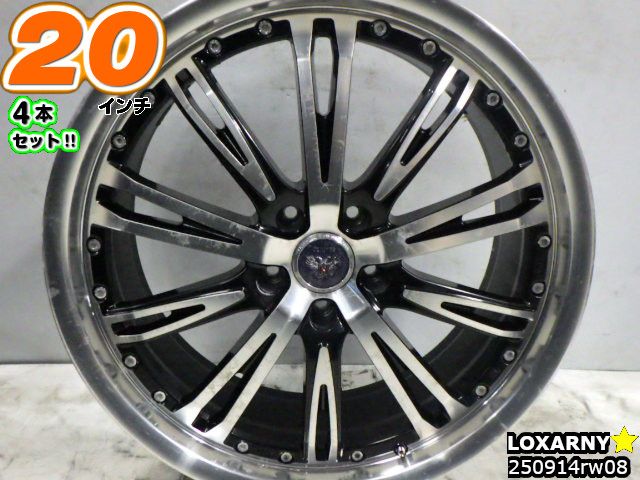 【中古】 中古ホイール 20インチ 4本セット バドックス LOXARNY(ロクサーニ)SUPREME(シュプリーム) 20X8J/+45/114.3/5H ブラックポリッシュ(ブラポリ)/スポーク 深リム(F:R約23mm)