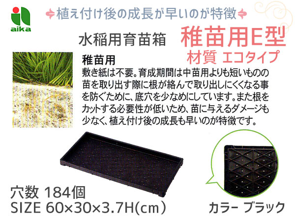 市場 稚苗用 アイカ 育苗箱 稚苗用E型 ブラック 黒 水稲用 30個セット 60×30×3.7mm 184穴 エコタイプ