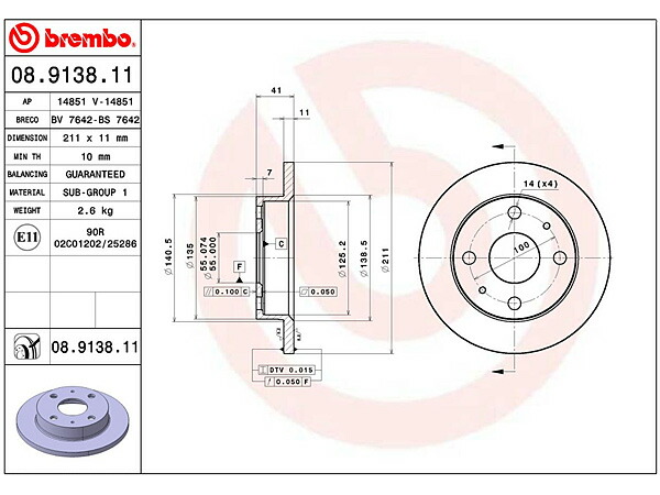 楽天市場】ブレンボ ディスクローター プレオ L275B L275F L285B L285F '11/05～'12/12 フロント brembo  08913811 2枚セット 送料無料：プロツールショップヤブモト