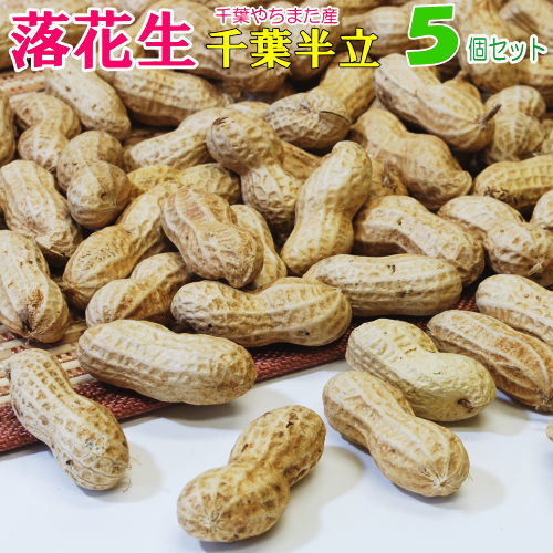 2024年産 新豆<br>から付 落花生 「千葉半立」<br>５個セット<br>千葉 やちまた 産<br>ピーナッツ<br>おつまみ <br>【送料込み】  <br>