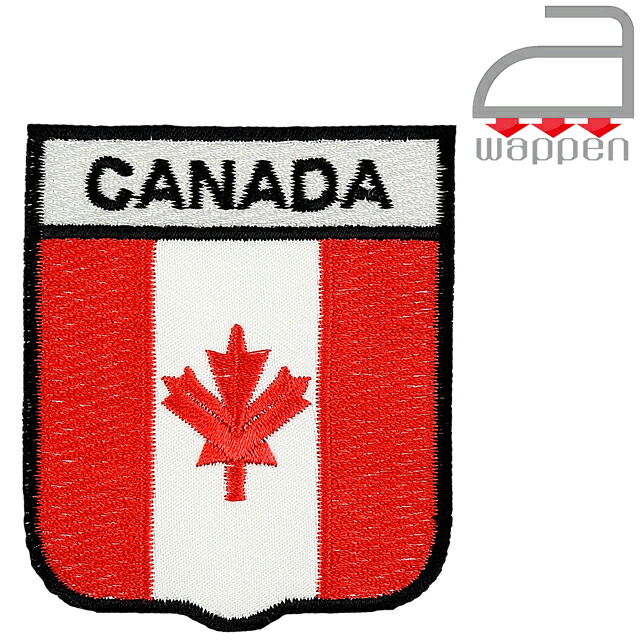 楽天市場 アイロンワッペン カナダ国旗 エンブレムタイプ Canada 文字入り メイプルリーフ Nhl バンクーバー アイスホッケー 八雲堂