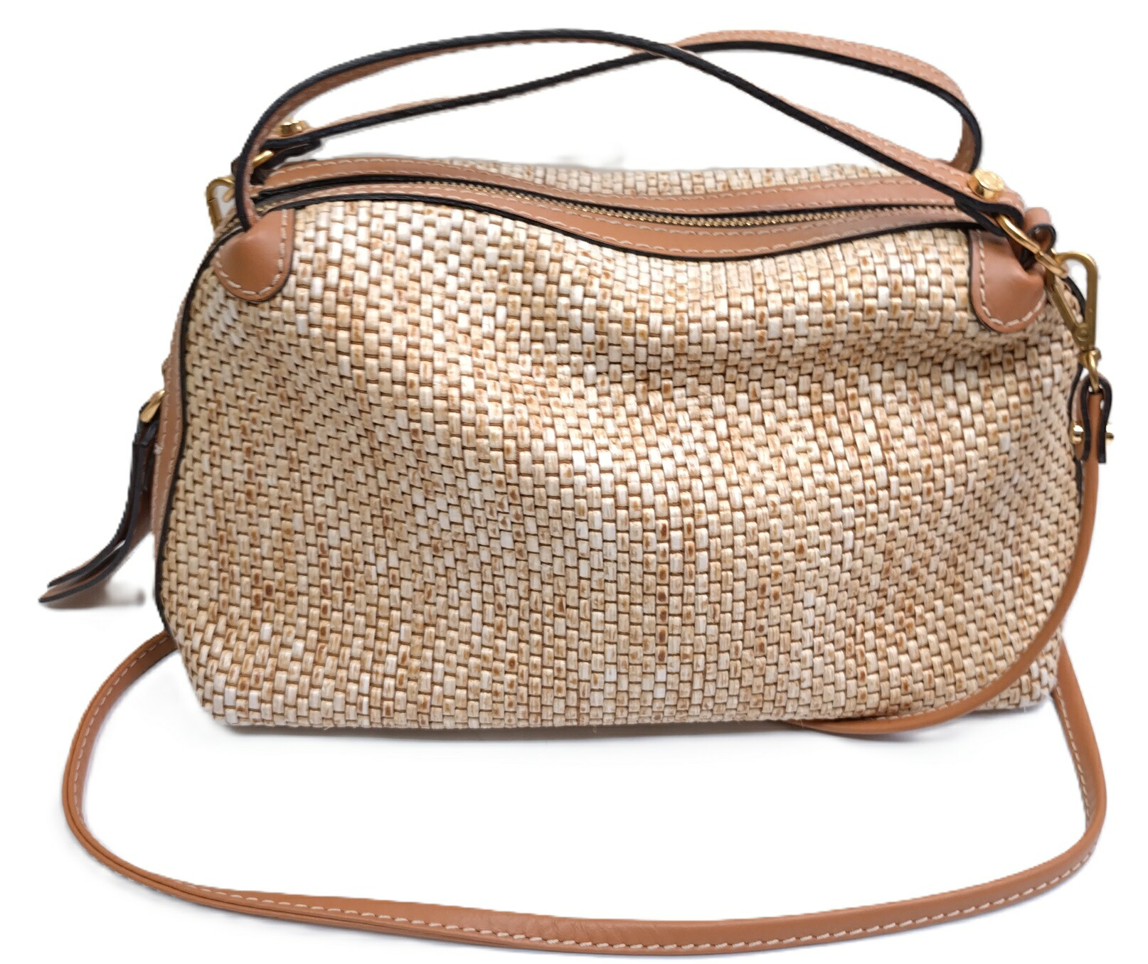 【送料無料】GIANNI CHIARINI ジャンニキアリーニ ショルダーバッグ ALIFA M アリファ BS 8788 24PE BRICK-PL レディース　 レザー 綿×ナイロン 　ショルダーバッグ 　ハンドバッグ　2WAYバッグ 　ベージュ　コンパクトバッグ【質屋出店】【中古】