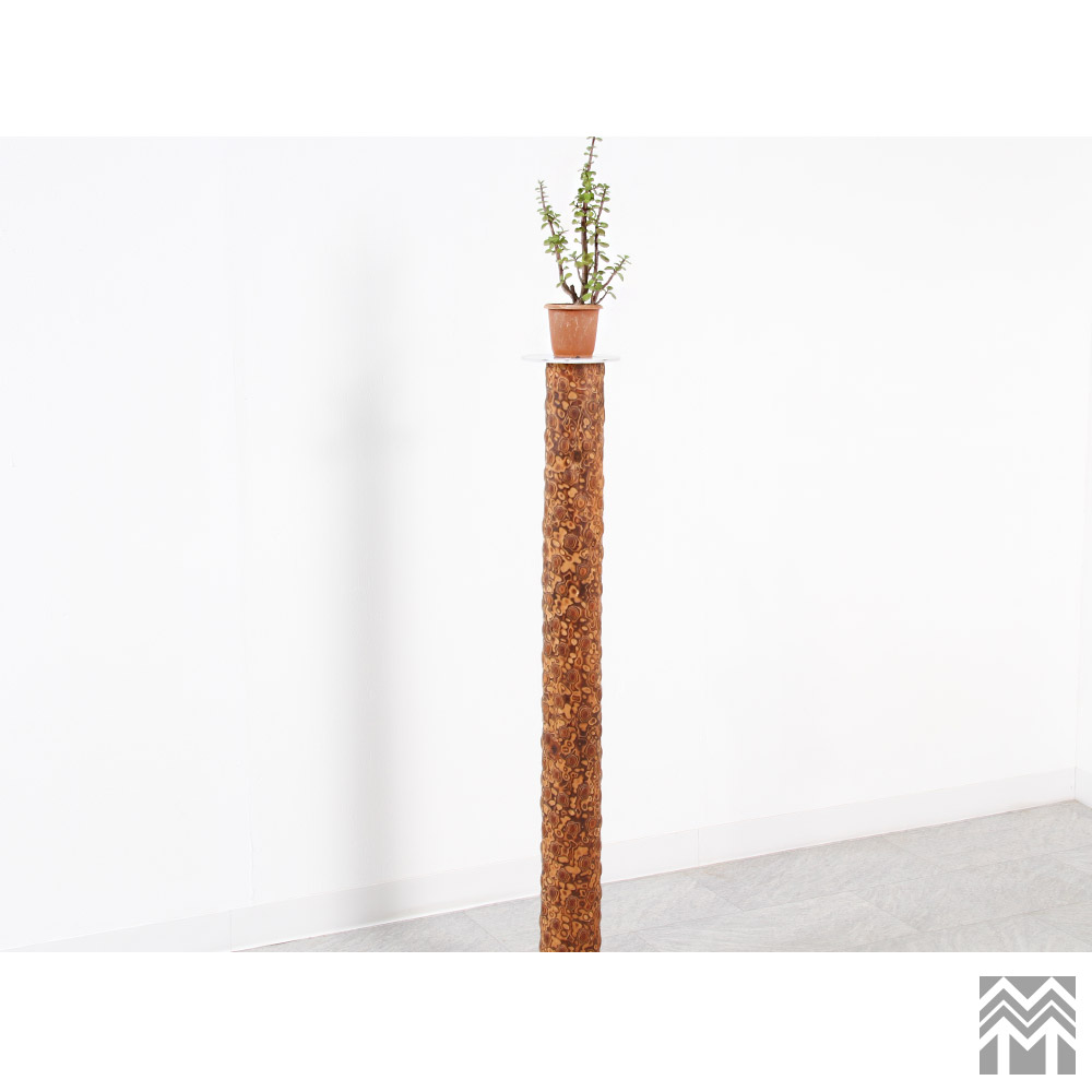 駒寄せWOOD 花台 見せびらかす照明ランプ 高さ1032粍 油絵の具仕上[OGW-K062424008]【醇乎たる】【生まれながら木】【木製】 インテリア・寝具・収納-その他-インテリア小物・置物