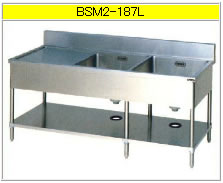 マルゼン 二槽水切付シンク(430ブリームシリーズ) BSM2-187L【代引き不可】【流し】【業務用シンク】【ステンレスシンク】【流し台】【厨房用シンク】|厨房用品専門店!安吉