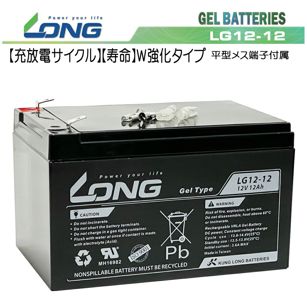 LONG 期待寿命7?10年 12V 45Ah ゲルバッテリー LG45-12 高耐久・長寿命 密封型鉛蓄電池 ソーラー発電 UPS ま 