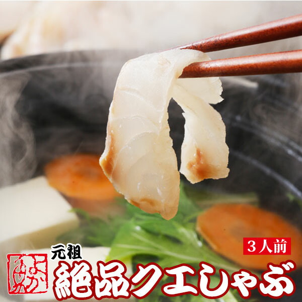 父の日 ギフト 元祖絶品天然クエしゃぶ3人前【本クエだし付き】<br>お祝い 誕生日 しゃぶしゃぶ くえしゃぶ クエ鍋 アラ鍋 くえ刺身 お取り寄せ クエ刺し ギフト あす楽 送料無料 海鮮しゃぶしゃぶ クエ鍋 クエ刺身 クエ刺 グルメ