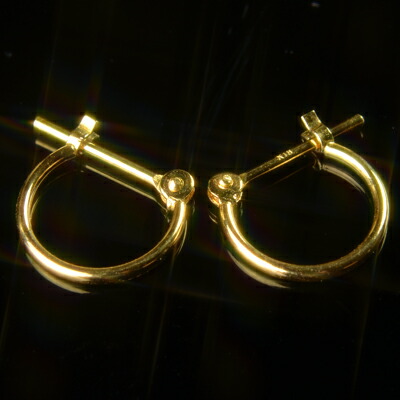 K18イエローゴールドパイプフープピアス 1mm×10mm K18 ピアス 18k ピアス 18金