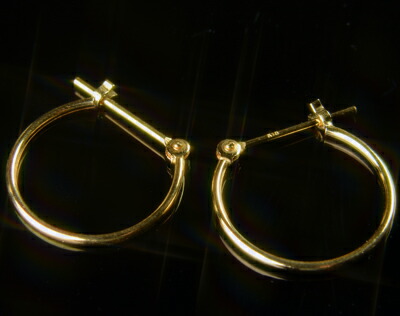 【10%OFFクーポン20日23:59まで】K18イエローゴールドパイプフープピアス 1mm×15mm K18 ピアス 18k ピアス 18金