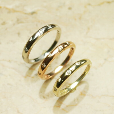 楽天市場】【ご予約納期6～8週間程】K18ダイヤモンドドッツリング