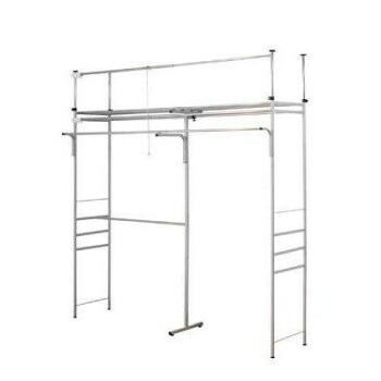 【代引き・同梱不可】 ツッパリクローゼットハンガーラック　フロントハンガー付(奥行53cm)　標準　SK-201S