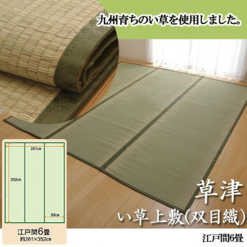 【代引き・同梱不可】 純国産　草津　い草上敷(双目織)　江戸間6畳　1100636