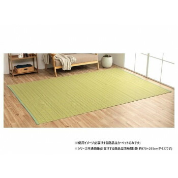 【同梱不可】 日本製 洗えるい草調カーペット グリーン 団地間3畳 約170×255cm 1090030120302