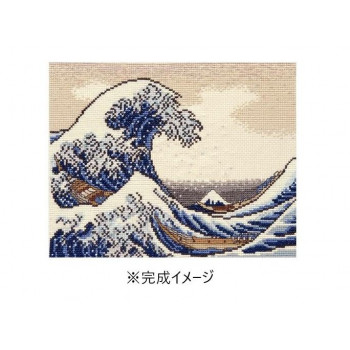 ししゅうキット 7136(ベージュ) 日本名所絵百選シリーズ 神奈川沖浪裏