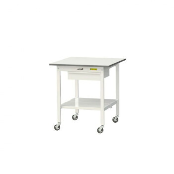 【代引き・同梱不可】 山金工業(YamaTec) SUPC-775UTT-WW ワークテーブル 150シリーズ 移動(H825mm)(全面棚板・キャビネット付き)｜あっとらいふ