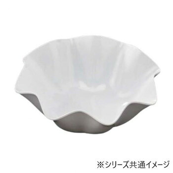 福井クラフト　メラミン31cmウェーブ丸盛鉢ホワイト 51353640