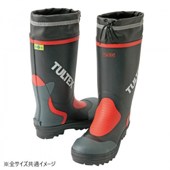 アイトス 4702 安全ゴム長靴 ブラック×レッド 25.5cm