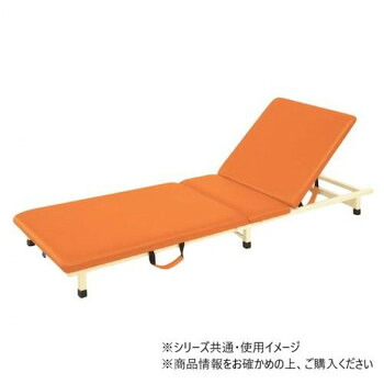 【代引き・同梱不可】 高田ベッド製作所 背上式付添ポータブル (折りたたみ式簡易ベッド) 幅60×奥行190×高さ17cm オレンジ TB-1496