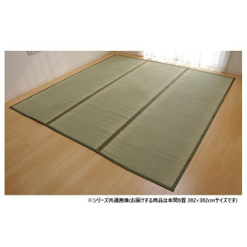 【同梱不可】 純国産い草 上敷き カーペット 双目織 「草津」 本間8畳 約382×382cm 1010020015802