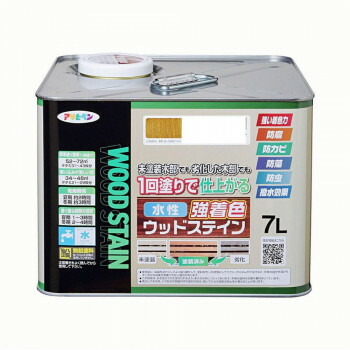 アサヒペン　木部塗料　水性強着色ウッドステイン　7L　オーク　防カビ　防虫　防藻　撥水