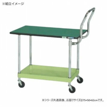 【代引き・同梱不可】 サカエ CSパールワゴン軽量 天板付 ハイタイプ取手 グリーン CSP-7561LTEHT