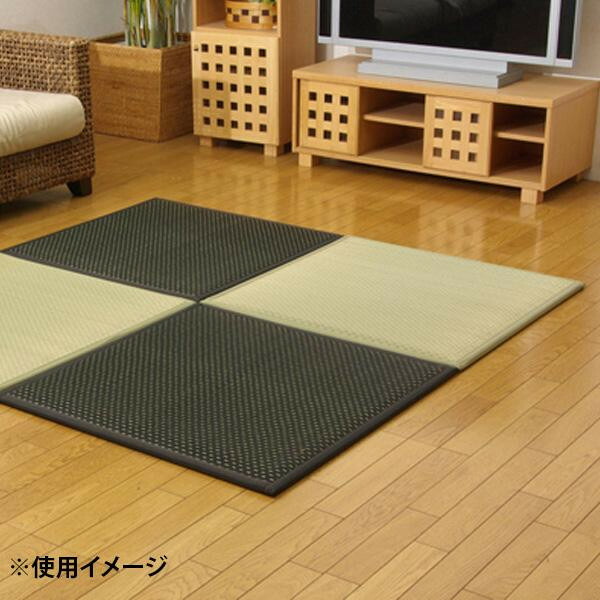 【代引き・同梱不可】置き畳 ユニット畳 『フレア』 82×82×2.3cm 9枚(ナチュラル5枚・ブラック4枚)1セット 8608380|あっとらいふ