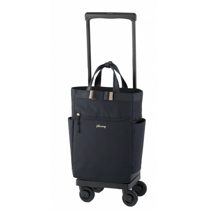【ご予約品】 トートキャリー スワニー リボンテープアクセント ブラウン 4輪ストッパー付 - 旅行用バッグ/キャリーバッグ