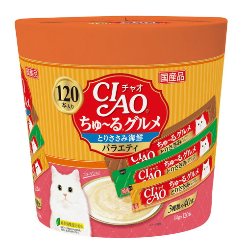 CIAO ちゅ～るグルメ とりささみ海鮮バラエティ 14g×120本 4901133718793 猫用スナック