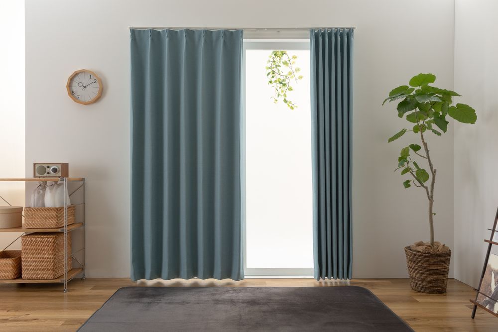 ターコイズブルー防炎カーテン２セット ターコイズブルー防炎カーテン2セット - メルカリ