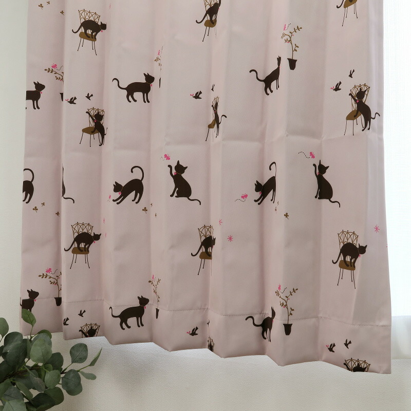 楽天市場】カーテン 4枚セット かわいい 猫柄 ドレープカーテン幅100cm 