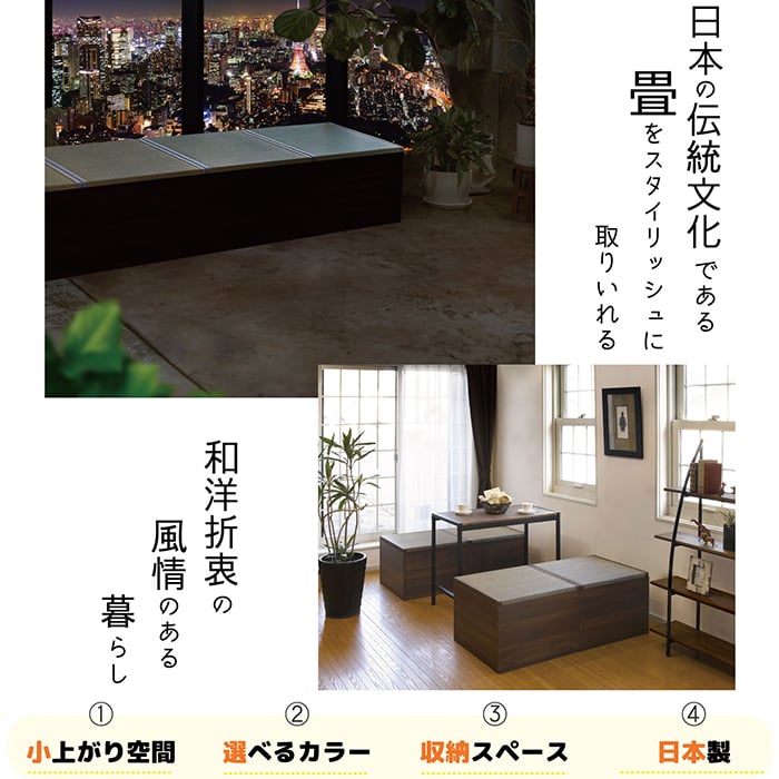 市場 畳ボックス ベンチ 収納ボックス 和風 小上がり 高床式 畳 日本製 和室 スツール 収納ベンチ たたみ PP い草 椅子 ユニット畳