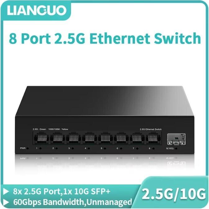 2.5GBASE-T 8界面\u002610G SFP+ 1界面積み上げるアンマネージド スイッチングこしき LG-SG8T1BK