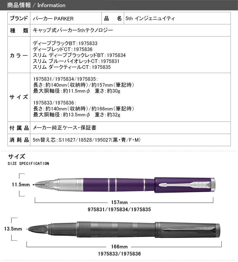 あす楽対応可 パーカー 5th 万年筆でもボールペンでもない第5の筆記モード インジェニュイティ Parker 全5色 1975 ギフト プレゼント 記念品 文房具 お祝い Boundarycapital Com