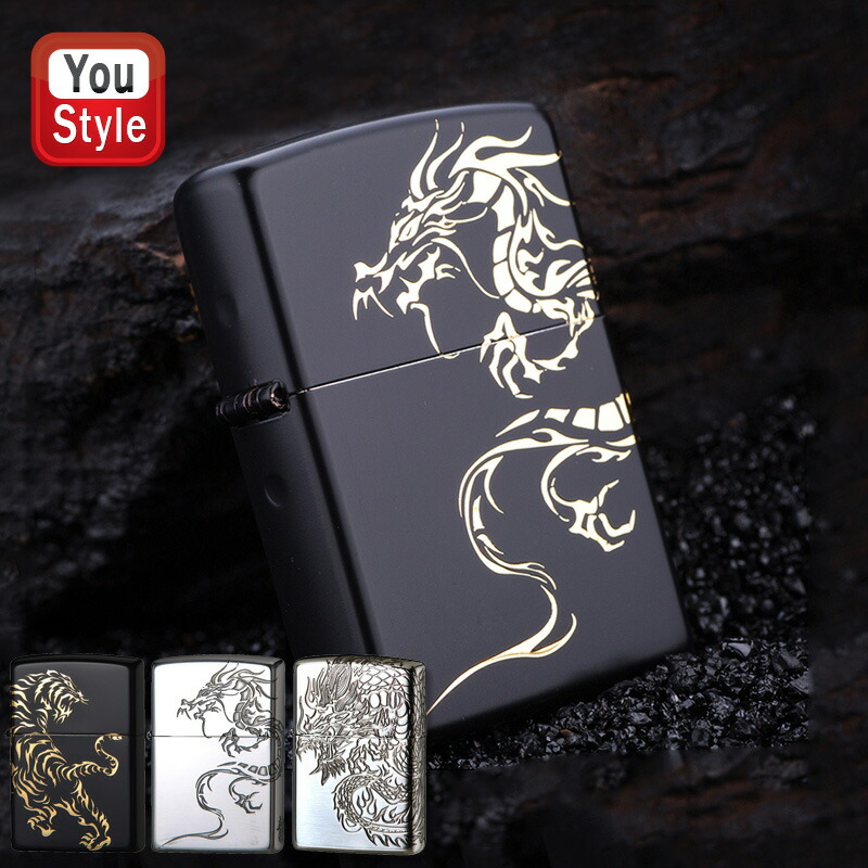 【クーポンあり＆P5倍要エントリー】 ジッポー ZIPPO ライター TIGER&DRAGON マットブラック エッチング 金サシ仕上げ 銀メッキ いぶし仕上げ エッチング 2BKG-DR 2BKG-TIGER 2SI-DR2 2SI-3DR 喫煙具 オイルライター