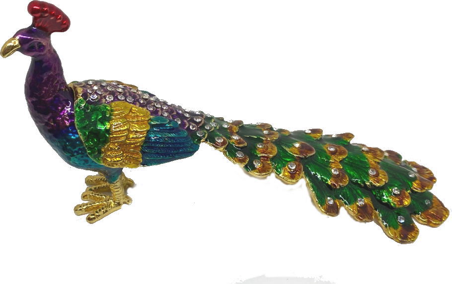 楽天市場】七宝焼き 孔雀 (金色，尾の色が赤色） (幅3.8cm 奥行き17cm