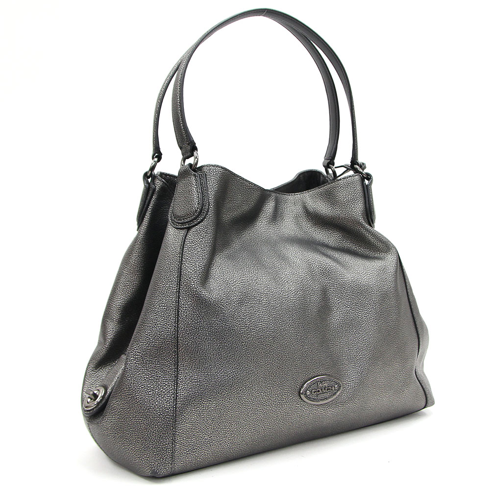 Coach Tote Bag Edy 33520 Gunmetal Leather Silver Lady S Back Thoth Brand