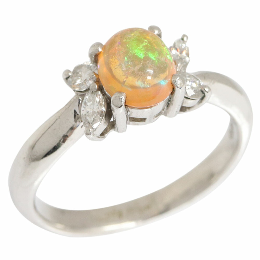 ファイアーオパール ダイヤモンド リング 0.82ct 0.23ct Pt900 12号 中古 指輪 プラチナ オレンジ 遊色効果 Fire opal Diamond