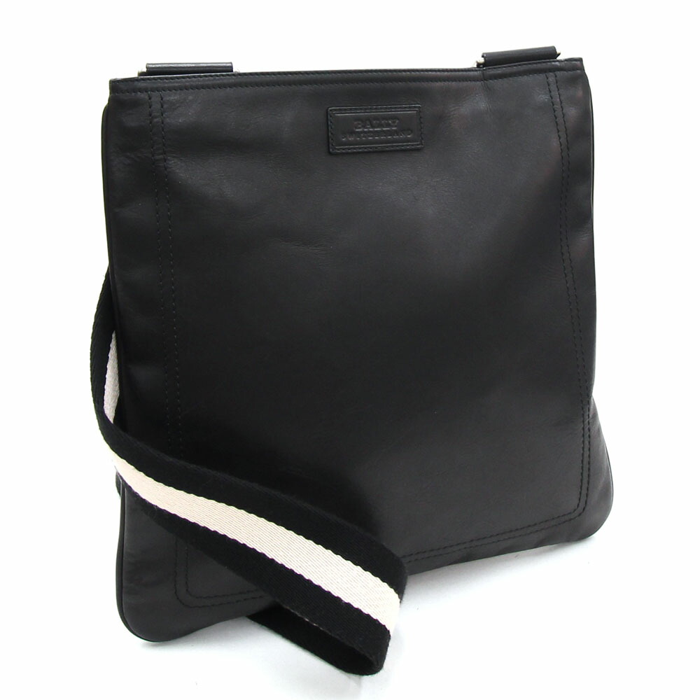 バリー ショルダーバッグ 黒人 レザー 中古 傾め掛け 棒縞 メンズ Bally Olc54 Fr