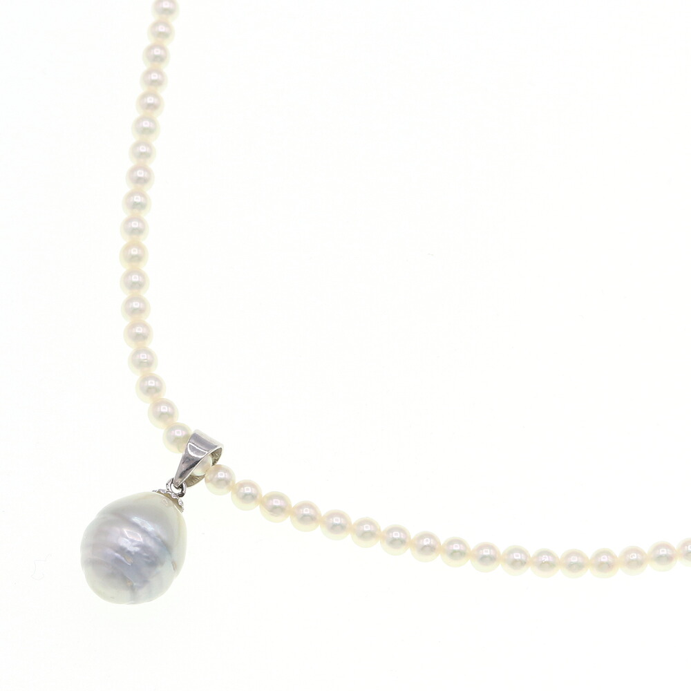 ベビーパール ネックレス パール3mm Pt K14WG 中古 アクセサリー ジュエリー ストーン 天然石 チョーカー 真珠 レディース 女性 婦人 バロック BabyPerl