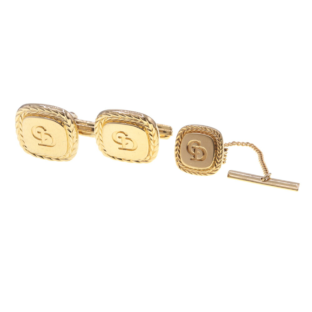 【未使用】ディオール カフス&タイタック 楽天市場】ディオール タイタック カフスセット ゴールド メタル 中古