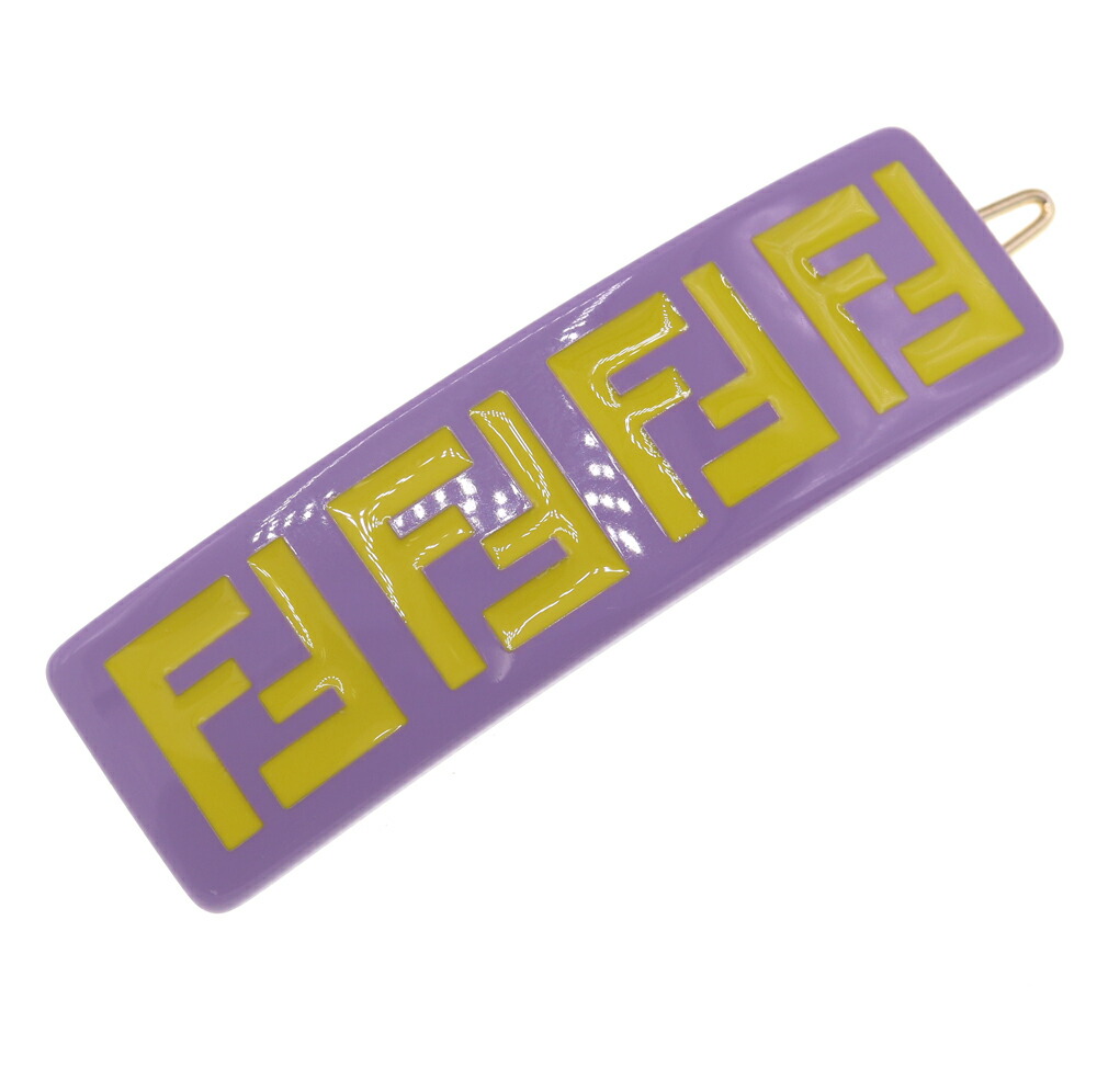 m       FENDIフェンディ バレッタ ヘアアクセサリー キャメル FENDI - 【正規品】FENDI バレッタ べっ甲柄 美品 フェンディ