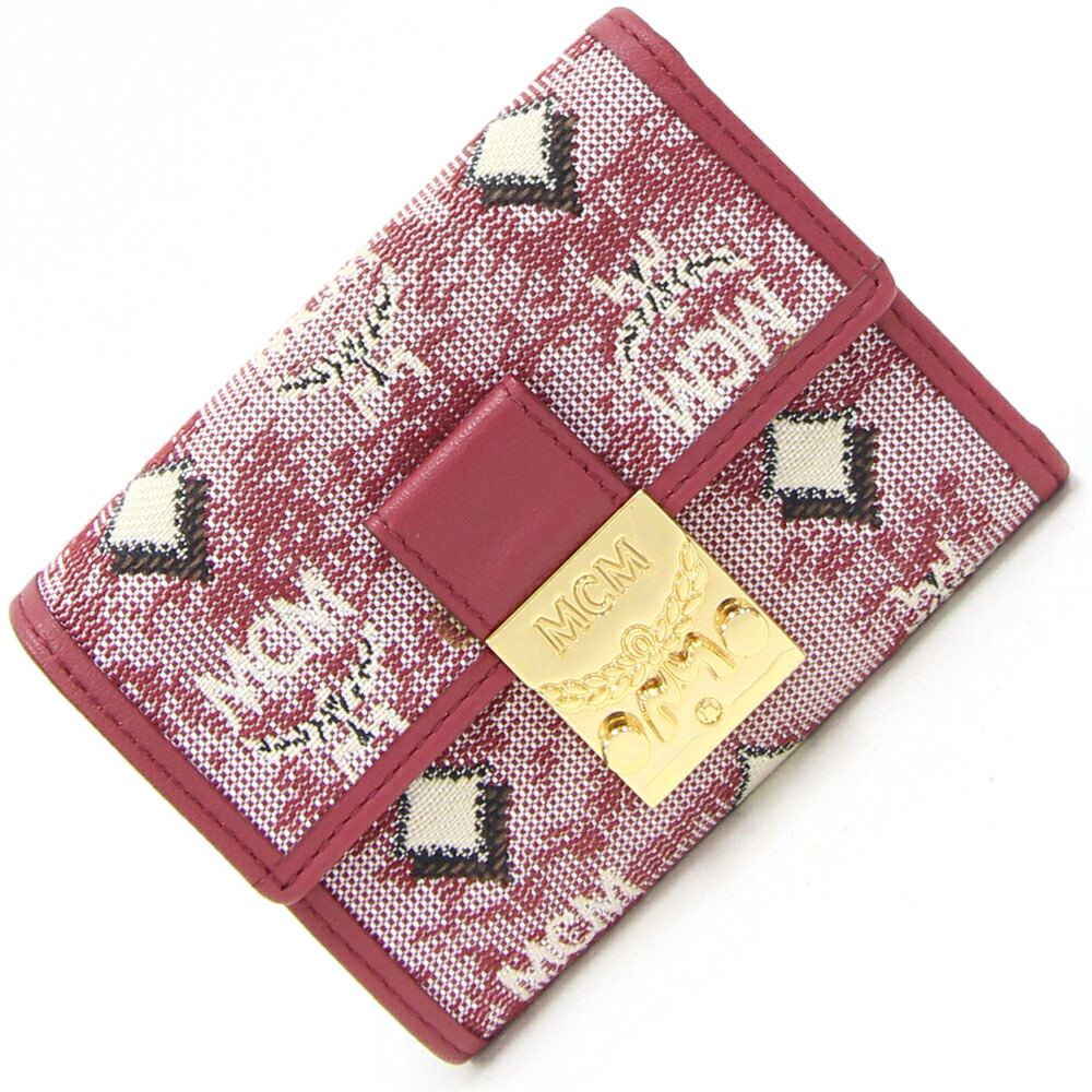 MCM / 三つ折り財布 MCM エムシーエム 3つ折り財布 グレー キャンバス×レザー がま口