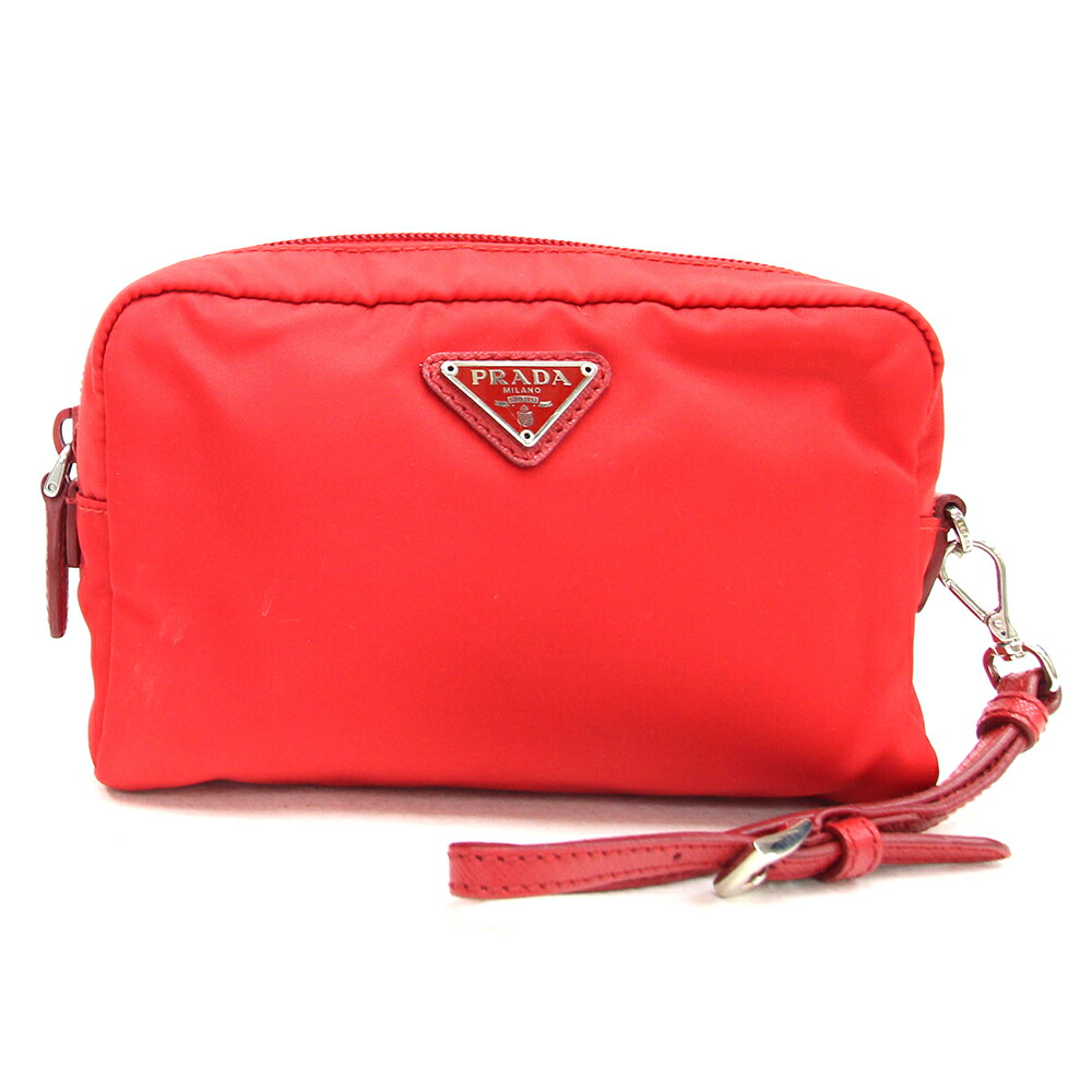 ［未使用］現行　プラダ　スモール サフィアーノレザーポーチ　クラッチバッグ 関税負担なし☆PRADA プラダ サフィアーノレザー ポーチ (PRADA