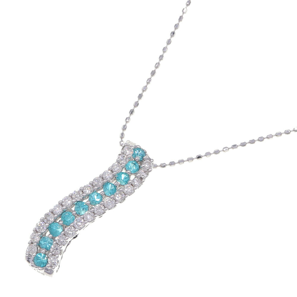 パライバトルマリン ダイヤモンド ネックレス PB0.28ct D0.40ct K18WG 鑑別書付き 中古 アクセサリー ストーン 天然石 レディース 女性 婦人 Paraiba Tourmaline Diamond｜夢市場プレミア