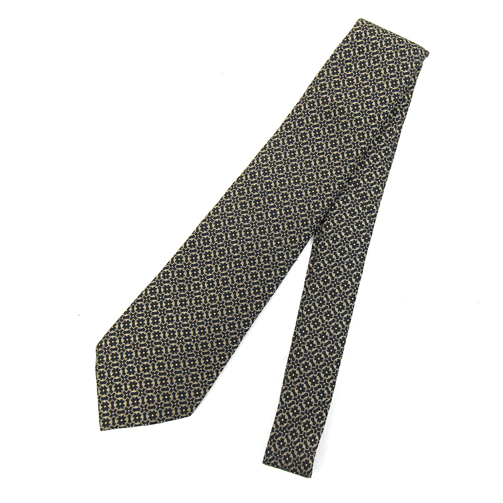 ルイヴィトン ネクタイ ブラック ベージュ シルク100％ 中古 ビジネス スーツ ファッション メンズ 男性 クラヴァット LOUIS VUITTON