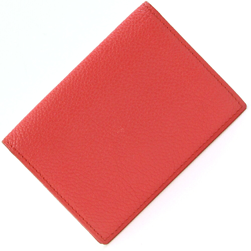 モラビト 名刺入れ レッドオレンジ レザー 中古 カードケース ビジネス パスケース レディース MORABITO