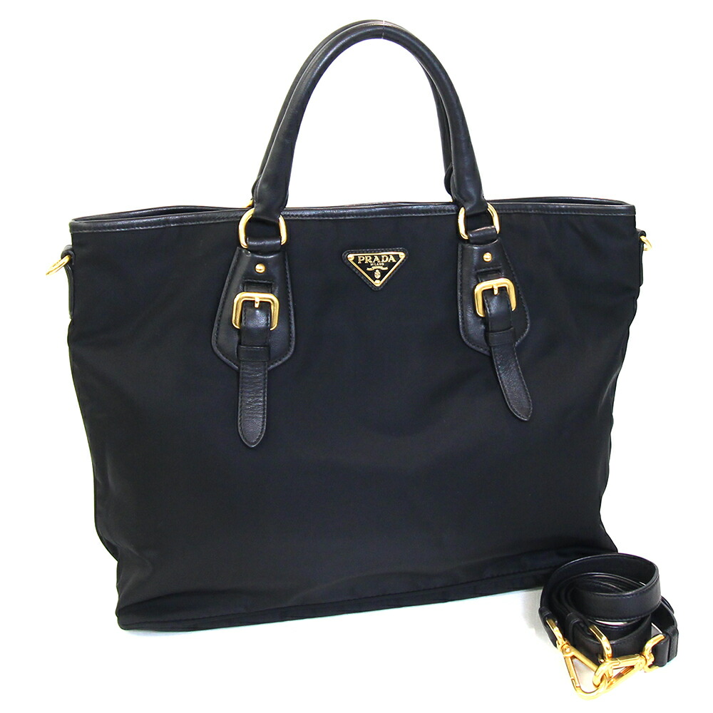 PRADA ナイロン×レザートートバッグ 黒 PRADA】プラダ トートバッグ ナイロン レディース ショルダー