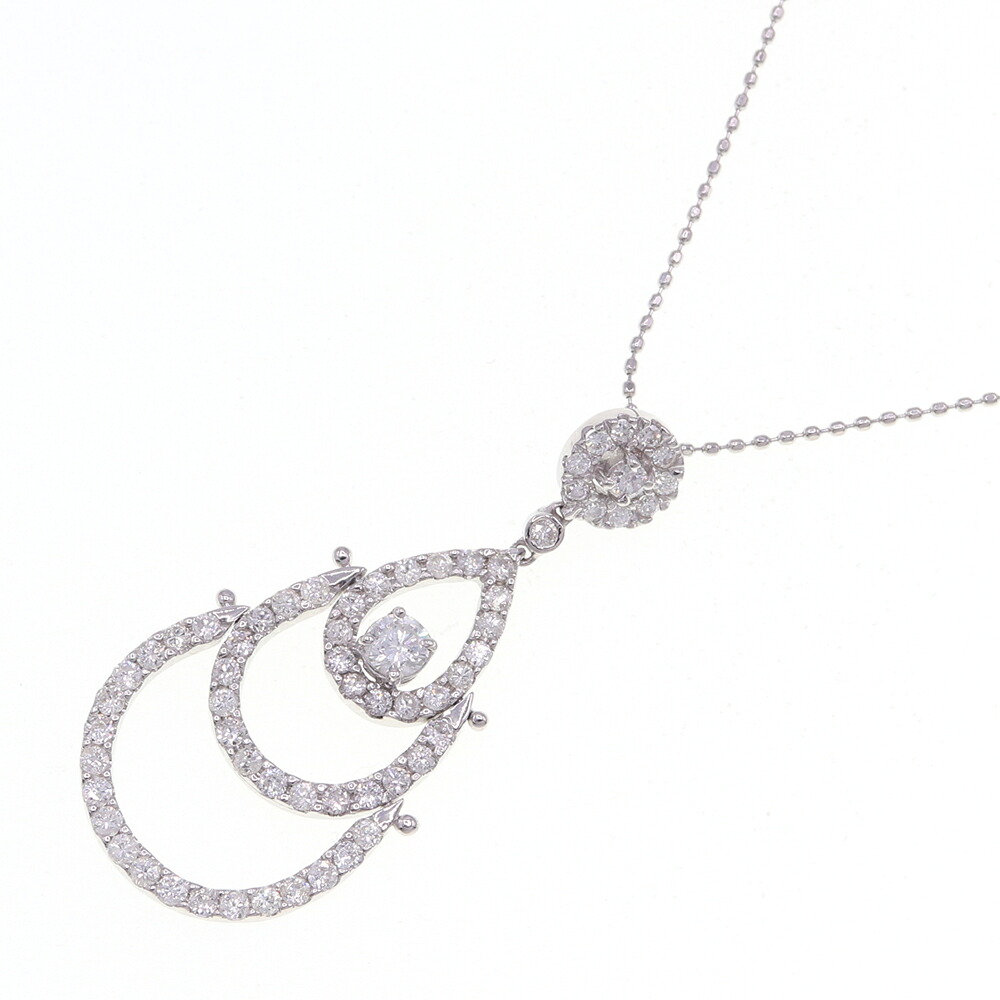 【中古】 ダイヤモンド ネックレス D1.00ct K18 WG 中古 ペンダント アクセサリー ジュエリー 宝石 レディース 0 | ダイヤモンドネックレス ダイヤネックレス ダイヤ ホワイトゴールド 18k 18金 しずく 雫 ドロップ 大ぶり ヴィンテージ パーティー 華やか ゴージャス 女性｜夢市場プレミア