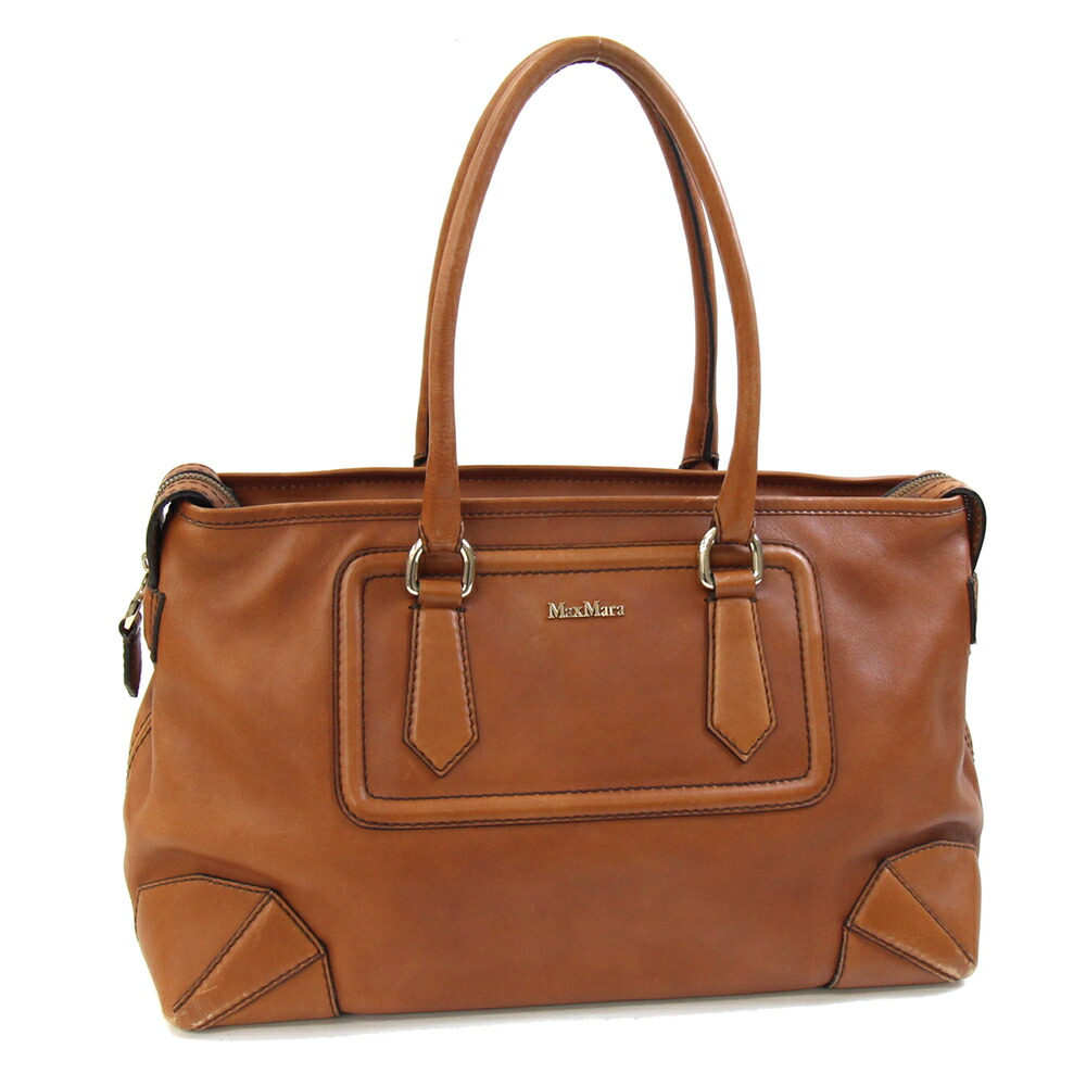 マックスマーラー トートバッグ ブラウン レザー 中古 ショルダー 肩掛け ロゴ レディース Max Mara｜夢市場プレミア 8,968円