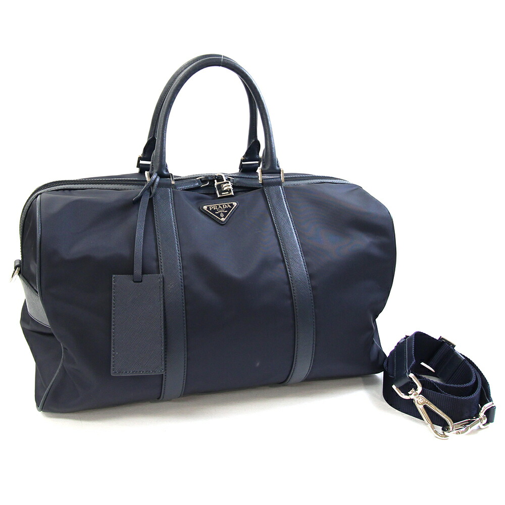 PRADA プラダ 三角ロゴ ボストンバッグ テスートナイロン ブラック PRADA 美品 プラダ テスート 三角ロゴプレート ブラック 黒