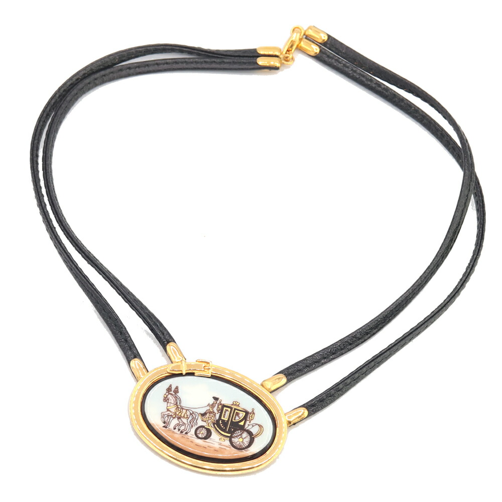 HERMÈS エルメス バッファローホーン ネックレス チョーカー レザー HERMES エルメス ネックレス レディース バッファローホーン